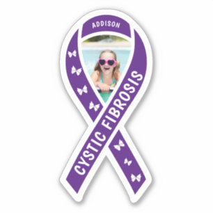 Cystic Fibrosis Awareness Ribbon Name & Photo Sticker