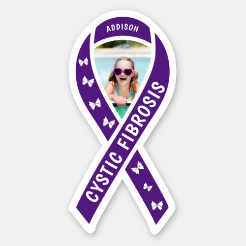 Cystic Fibrosis Awareness Ribbon Name  Photo Sticker