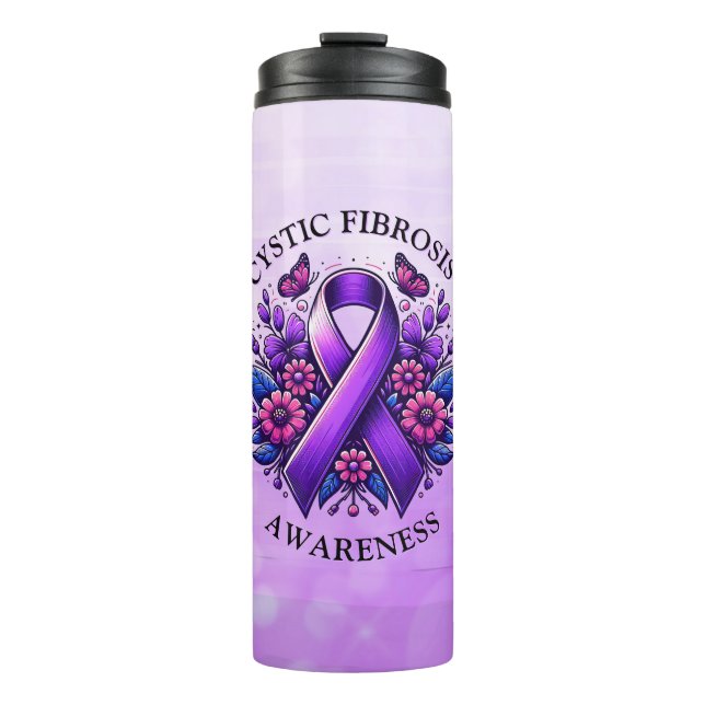 Cystic Fibrosis Awareness Ribbon Thermal Tumbler (Front)