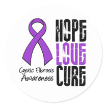 Cystic Fibrosis Hope Love Cure Ribbon Classic Round Sticker