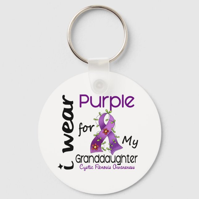 Cystic Fibrosis I Wear Purple For My Granddaughter Keychain (Front)