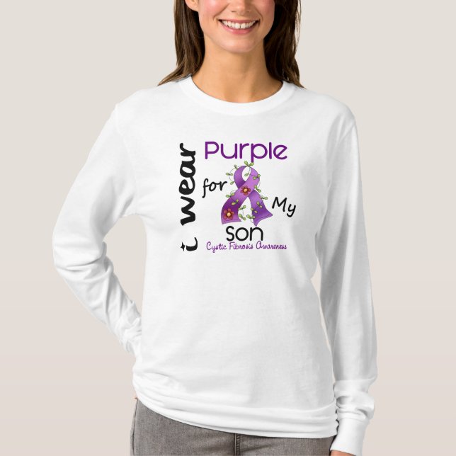 Cystic Fibrosis I Wear Purple For My Son 43 T-Shirt (Front)