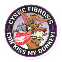 Cystic Fibrosis Kiss My Donkey Classic Round Sticker
