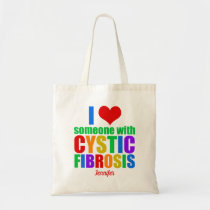 Cystic Fibrosis Love Rainbow Personalized Name Tote Bag