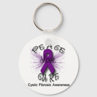 Cystic Fibrosis Peace Love Cure Butterfly 2 Keychain