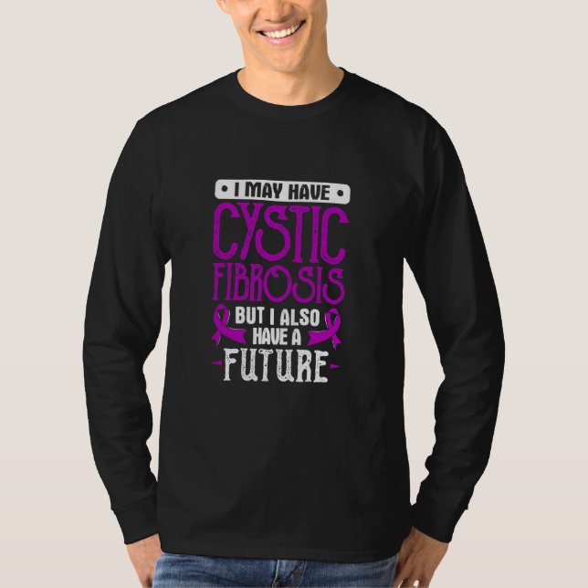 Cystic Fibrosis Purple Ribbon Awareness T-Shirt (Front)