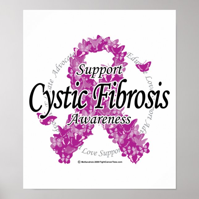 Cystic Fibrosis Ribbon of Butterflies Poster (Front)