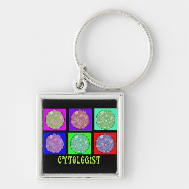 Cytologist Gifts Cells in Petrie Dishes Design Keychain (Front)