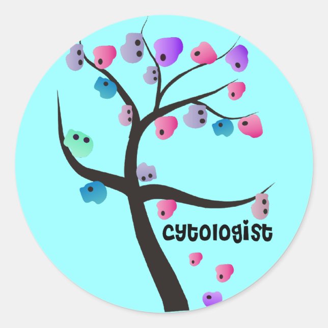 Cytologist Gifts Unique Tree With Cells Design Classic Round Sticker (Front)