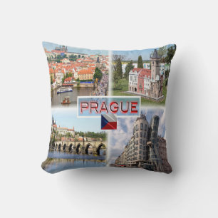 CZ Prague - Castle Old Town Hall - Charles Bridge Throw Pillow