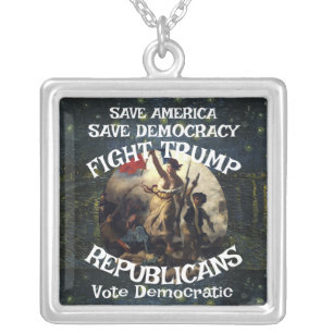 Czar Rue Liar Trump POTUS Patriotic MAGA Train WH Silver Plated Necklace