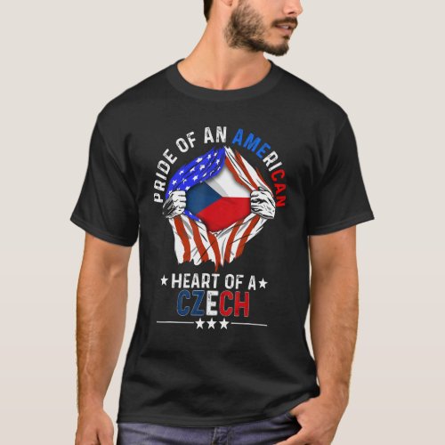 Czech American America Pride Foreign Country Czech T_Shirt