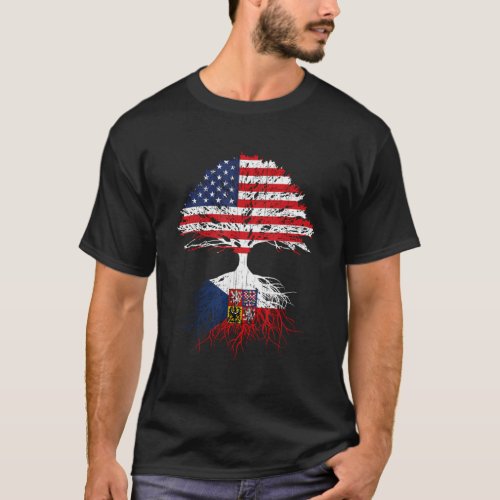 Czech American Roots Czech Republic Usa Flag T_Shirt