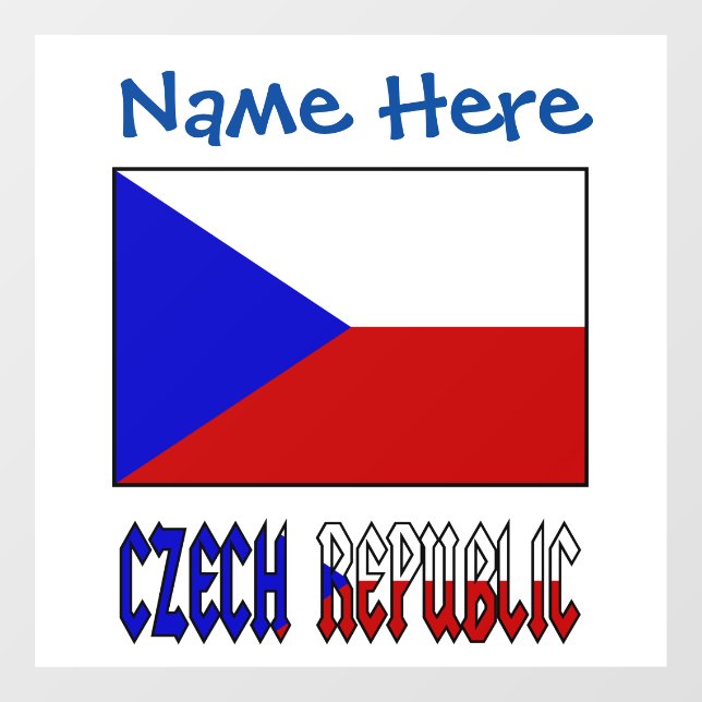 Czech and Czech Republic Flag Blue Personalized Window Cling (Sheet)