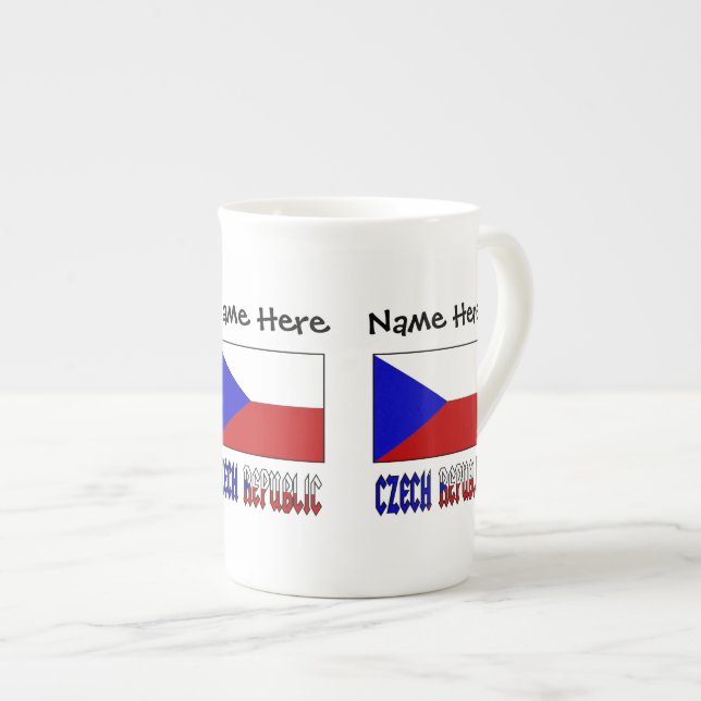 Czech and Czech Republic Flag Personalized  Bone China Mug (Front Right)