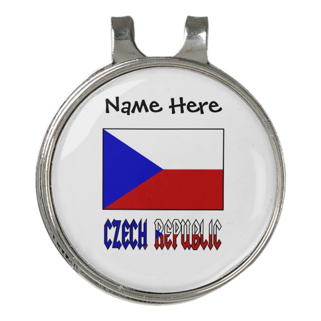 Czech and Czech Republic Flag Personalized  Golf Hat Clip (Front)