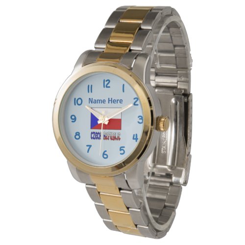 Czech and Czech Republic Flag Personalized Womens Watch