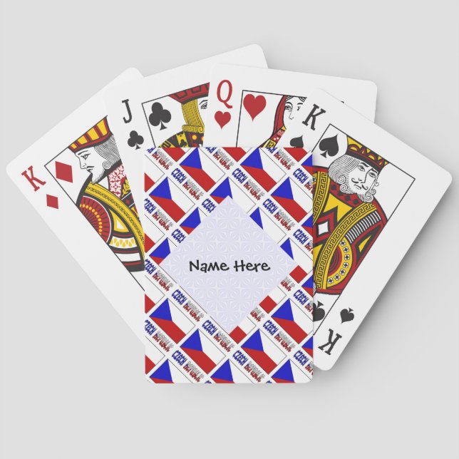 Czech and Czech Republic Flag Tiled with Your Name Poker Cards (Back)