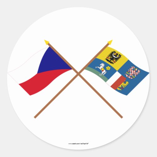 Czech and Moravia_Silesia Crossed Flags Classic Round Sticker