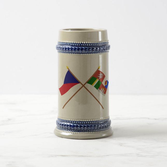 Czech and South Bohemia Crossed Flags Beer Stein (Center)