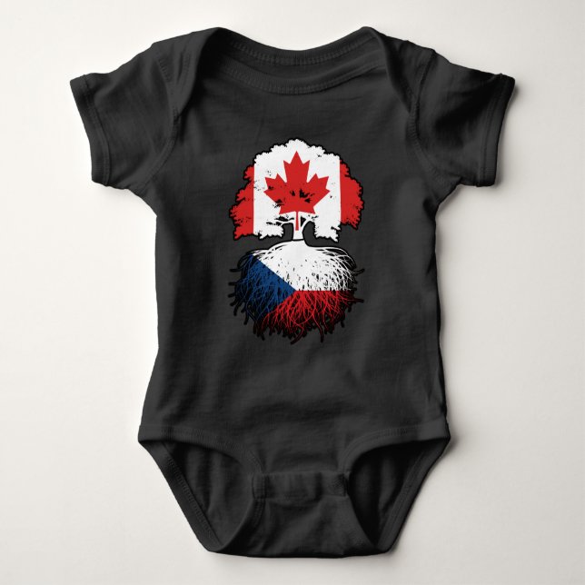 Czech Canadian Canada Tree Roots Flag Baby Bodysuit (Front)