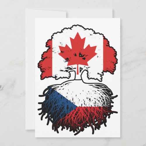 Czech Canadian Canada Tree Roots Flag Invitation