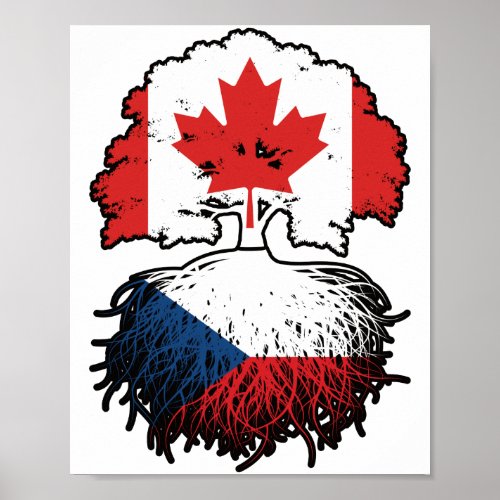 Czech Canadian Canada Tree Roots Flag Poster