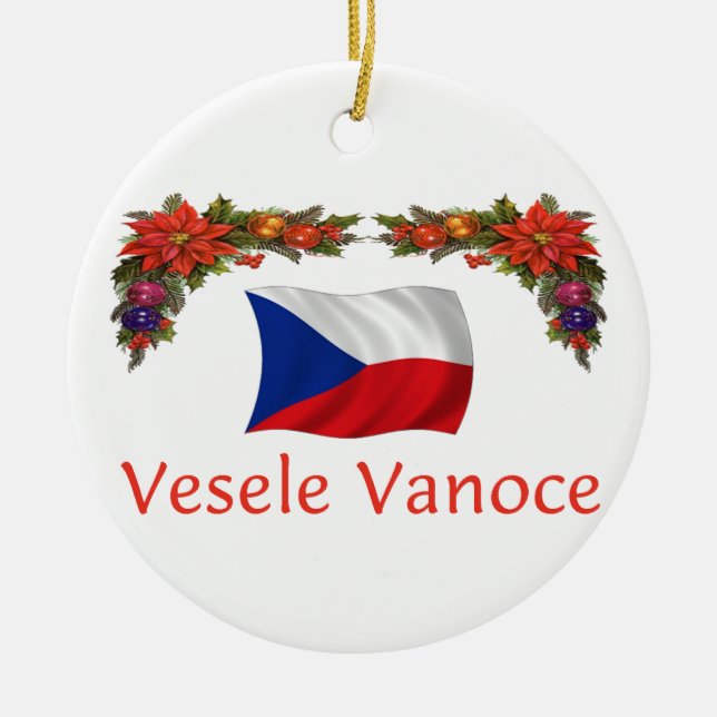 Czech Christmas Ceramic Ornament (Front)