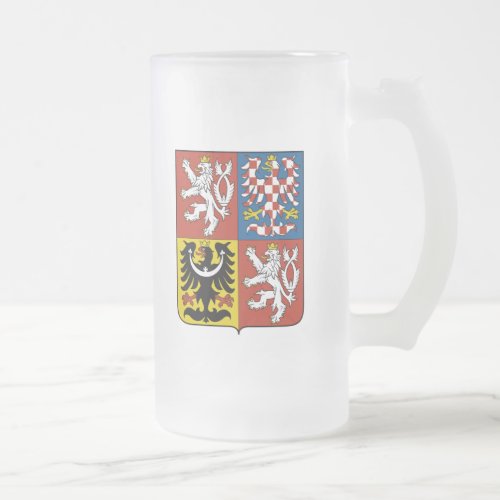 czech emblem frosted glass beer mug