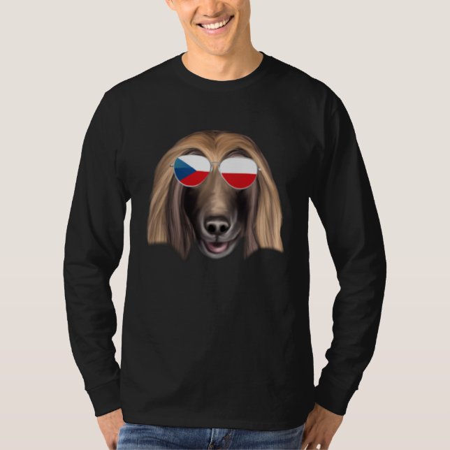 Czech Flag Afghan Hound Dog Czech Republic Pocket T-Shirt (Front)