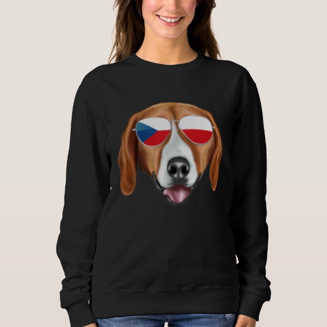 Czech Flag American Foxhound Dog Czech Republic Po Sweatshirt (Front)