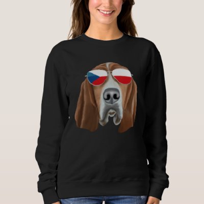 Czech Flag Basset Hound Dog Czech Republic Pocket Sweatshirt