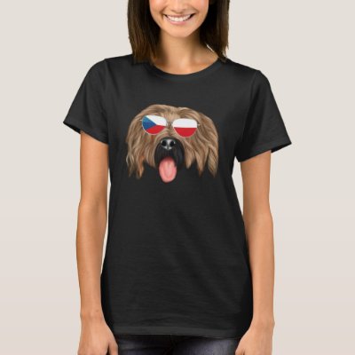 Czech Flag Briard Dog Czech Republic Pocket T-Shirt