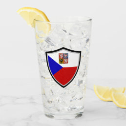 Czech flag-coat arms glass