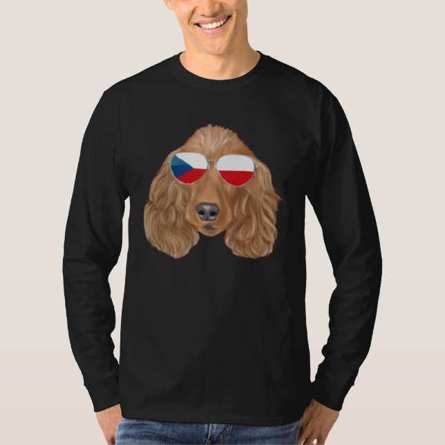 Czech Flag Cocker Spaniel Dog Czech Republic Pocke T-Shirt (Front)