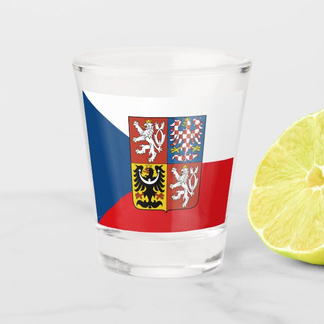 Czech Flag & Czech Republic country patriot /sport Shot Glass (Front)