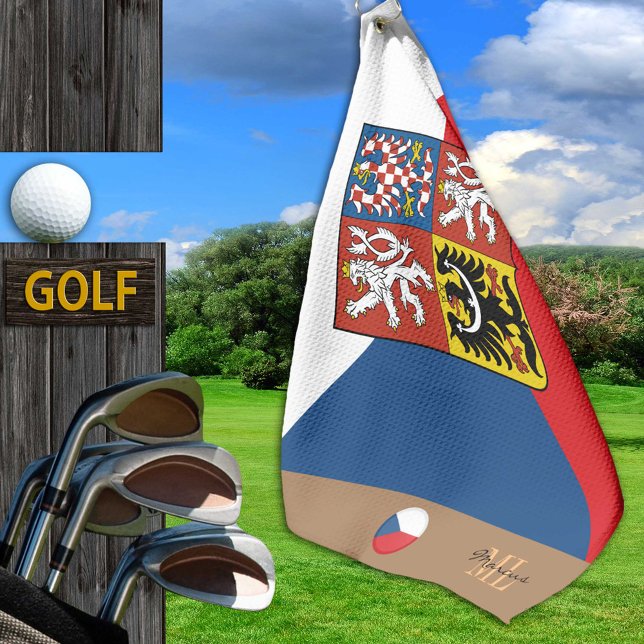 Czech flag & Czech Republic monogrammed Golf Towel (Creator Uploaded)