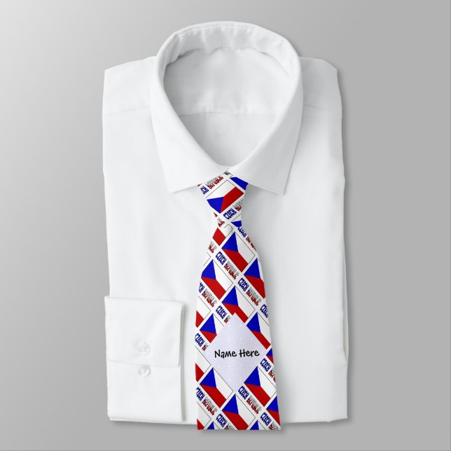 Czech Flag Czech Republic Tiled Personalized  Neck Tie (Tied)
