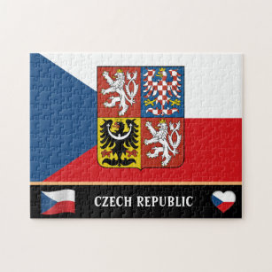 Czech Flag & Czechia country / Czech Republic Jigs Jigsaw Puzzle
