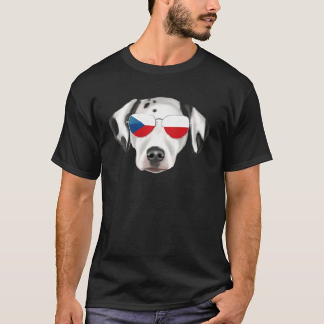 Czech Flag Dalmatian Dog Czech Republic Pocket T-Shirt (Front)