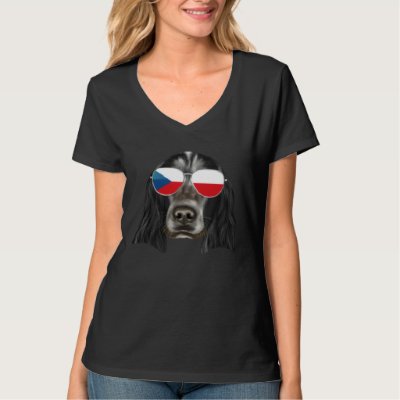 Czech Flag English Cocker Spaniel Dog Czech Republ T-Shirt