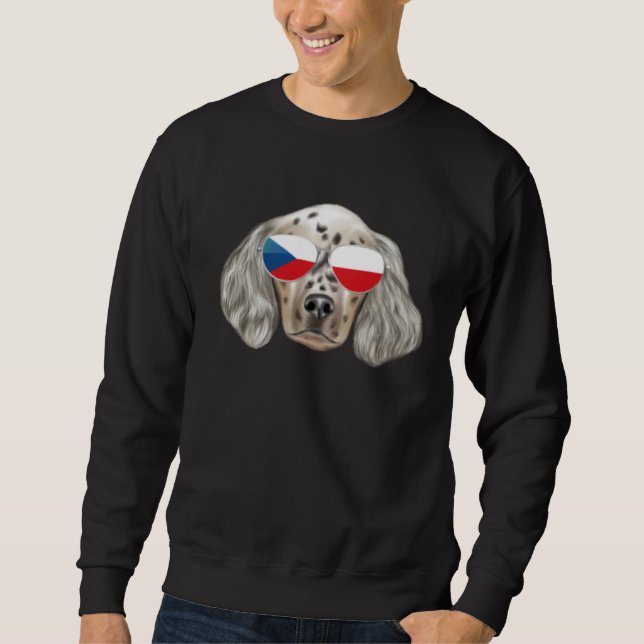 Czech Flag English Setter Dog Czech Republic Pocke Sweatshirt (Front)
