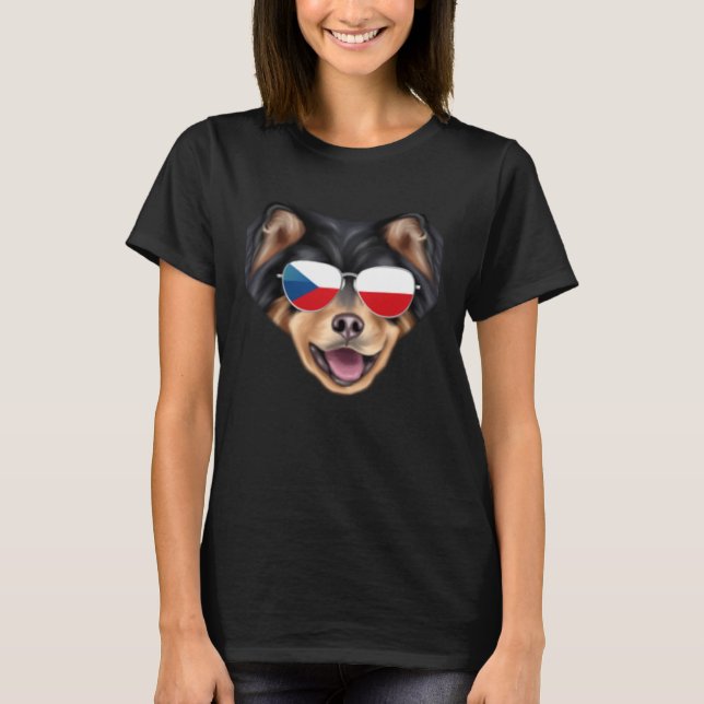 Czech Flag Finnish Lapphund Dog Czech Republic Poc T-Shirt (Front)