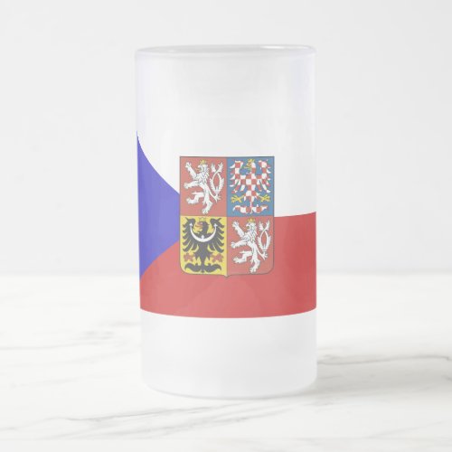 Czech flag frosted glass beer mug