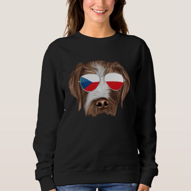 Czech Flag German Wirehaired Pointer Czech Republi Sweatshirt (Front)