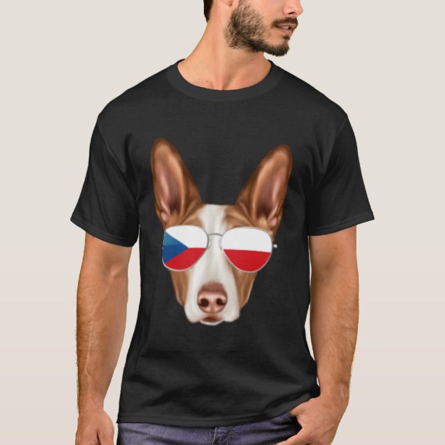 Czech Flag Ibizan Hound Dog Czech Republic Pocket T-Shirt (Front)