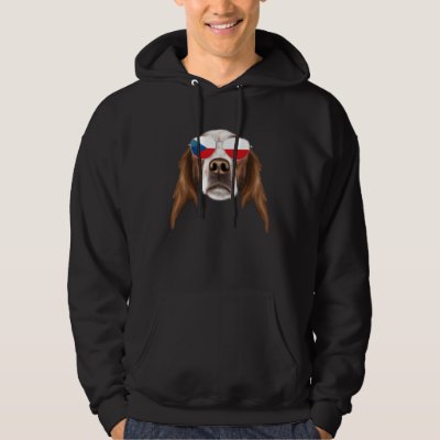 Czech Flag Irish Red White Setter Dog Czech Republ Hoodie