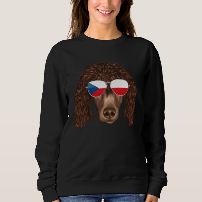 Czech Flag Irish Water Spaniel Dog Czech Republic  Sweatshirt (Front)