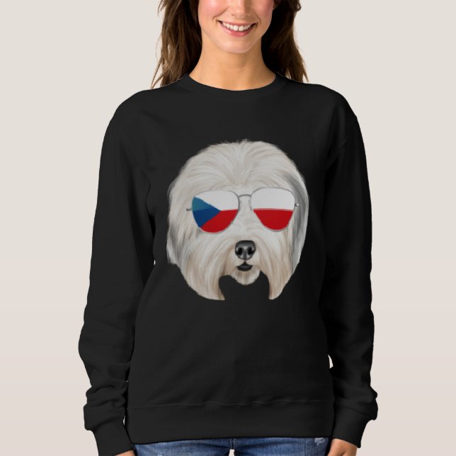 Czech Flag Old English Sheepdog Dog Czech Republic Sweatshirt (Front)