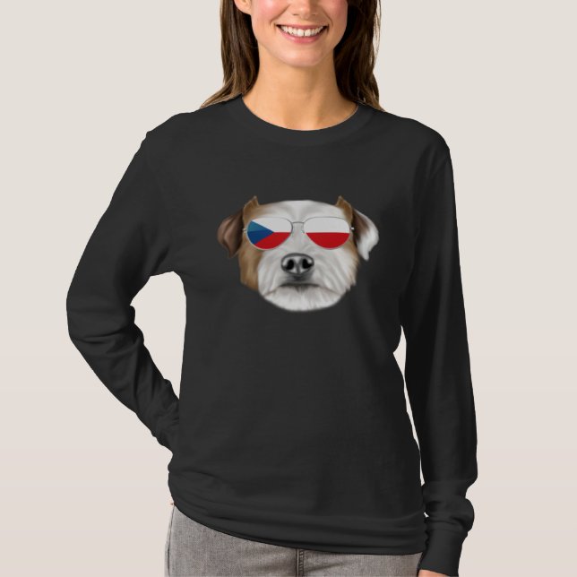 Czech Flag Parson Russell Terrier Dog Czech Republ T-Shirt (Front)